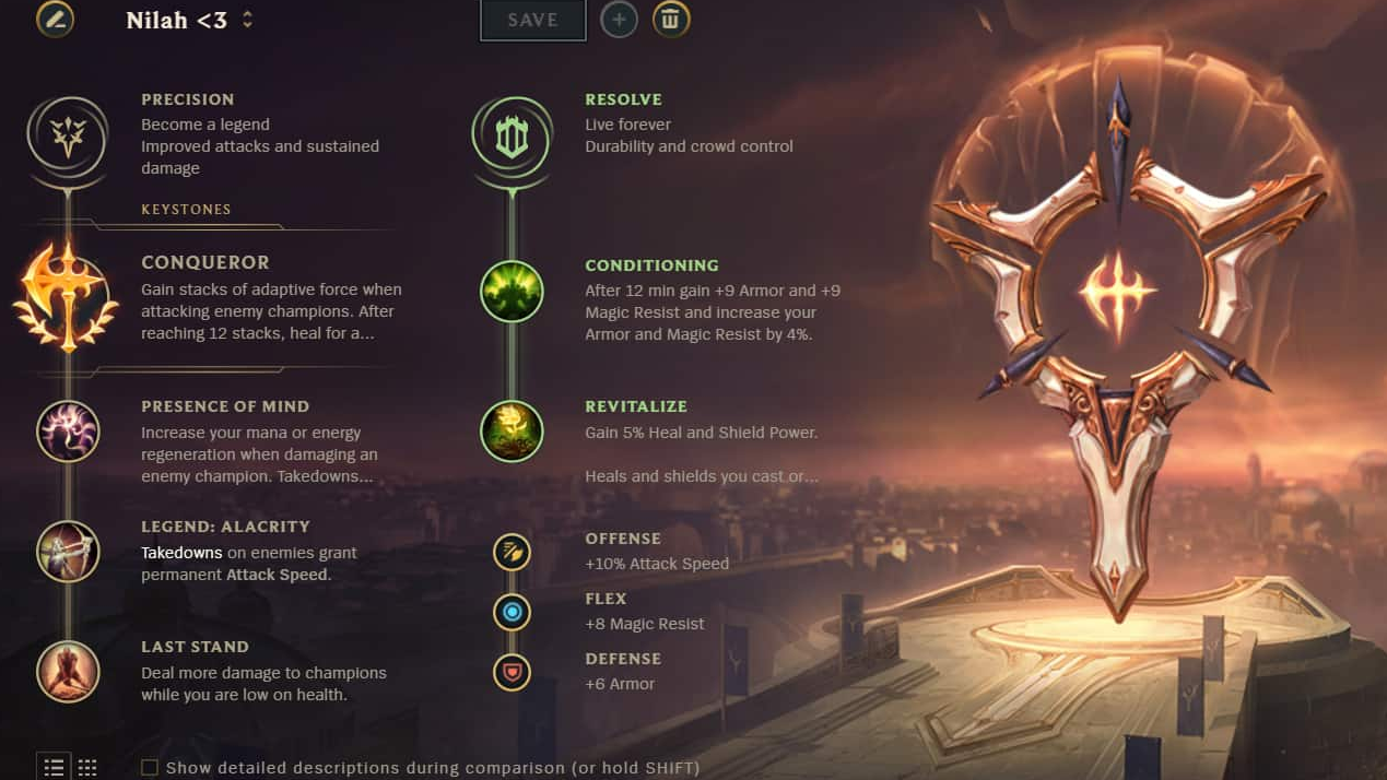 Runes on Nilah
