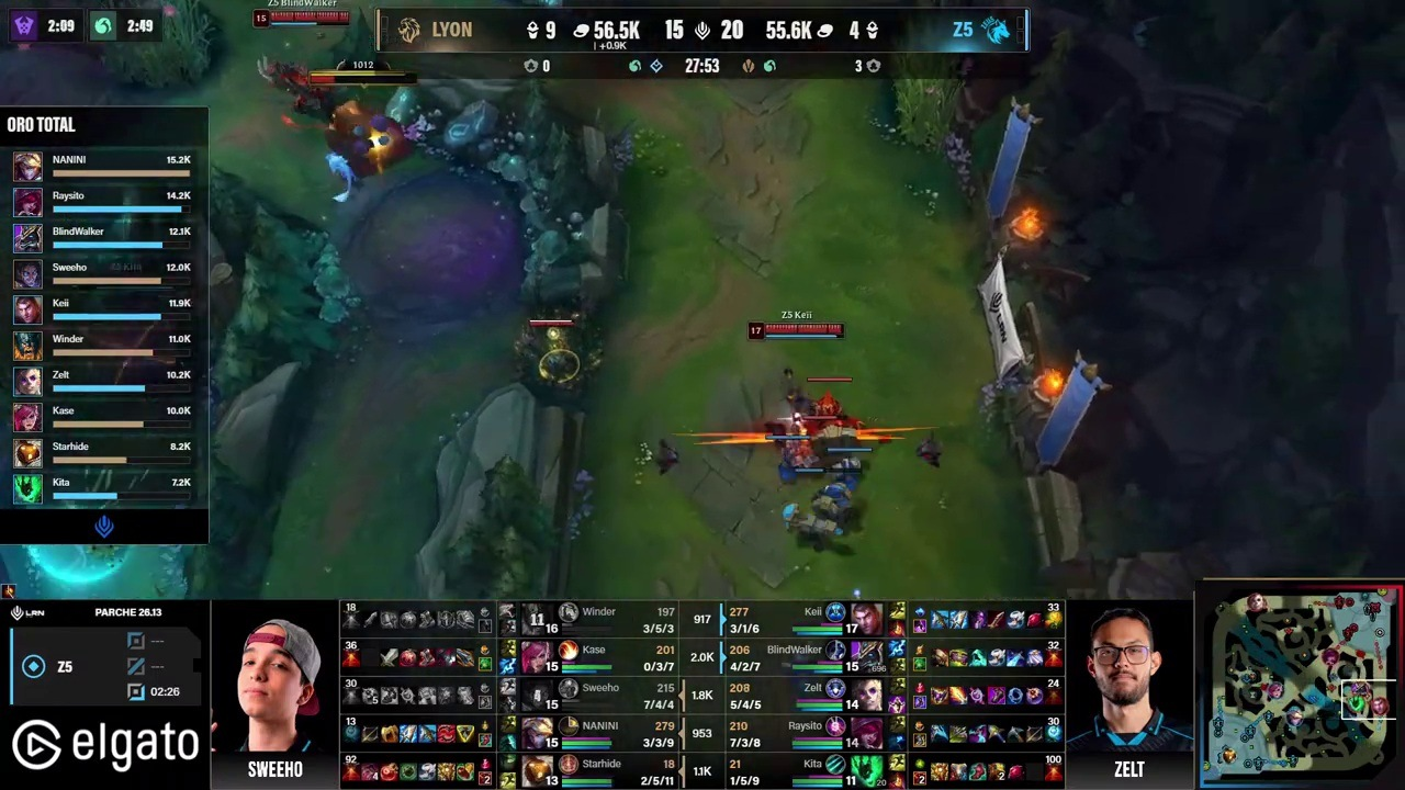 Sweeho and Zelt appear beside the Zeu5 versus Lyon game feed