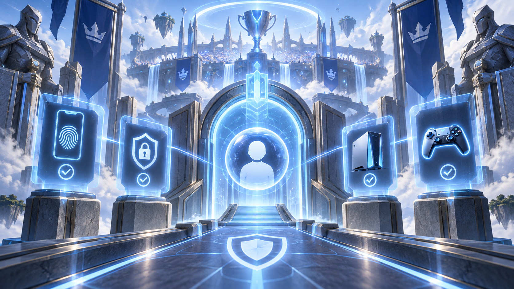 Conceptual illustration of authentication protecting a ranked League account