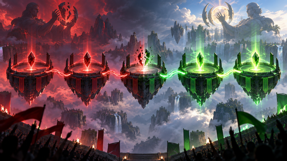Conceptual illustration of a Brazilian League series reversing from two to one into three to two