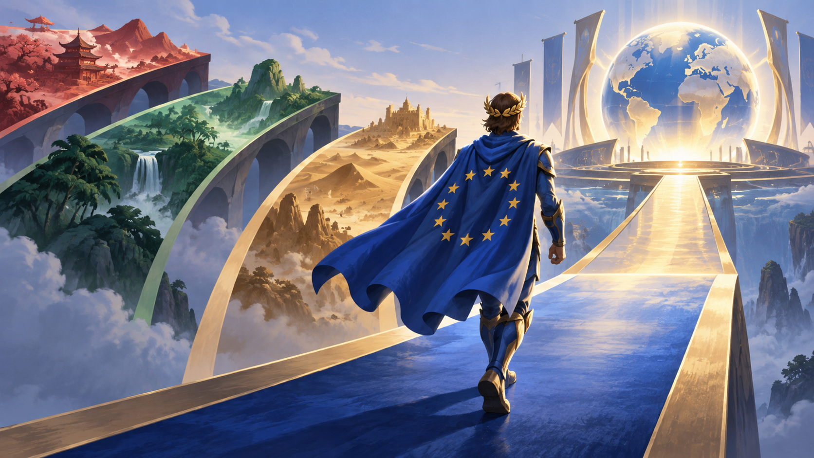 Conceptual illustration of Europe's first seed advancing toward Worlds