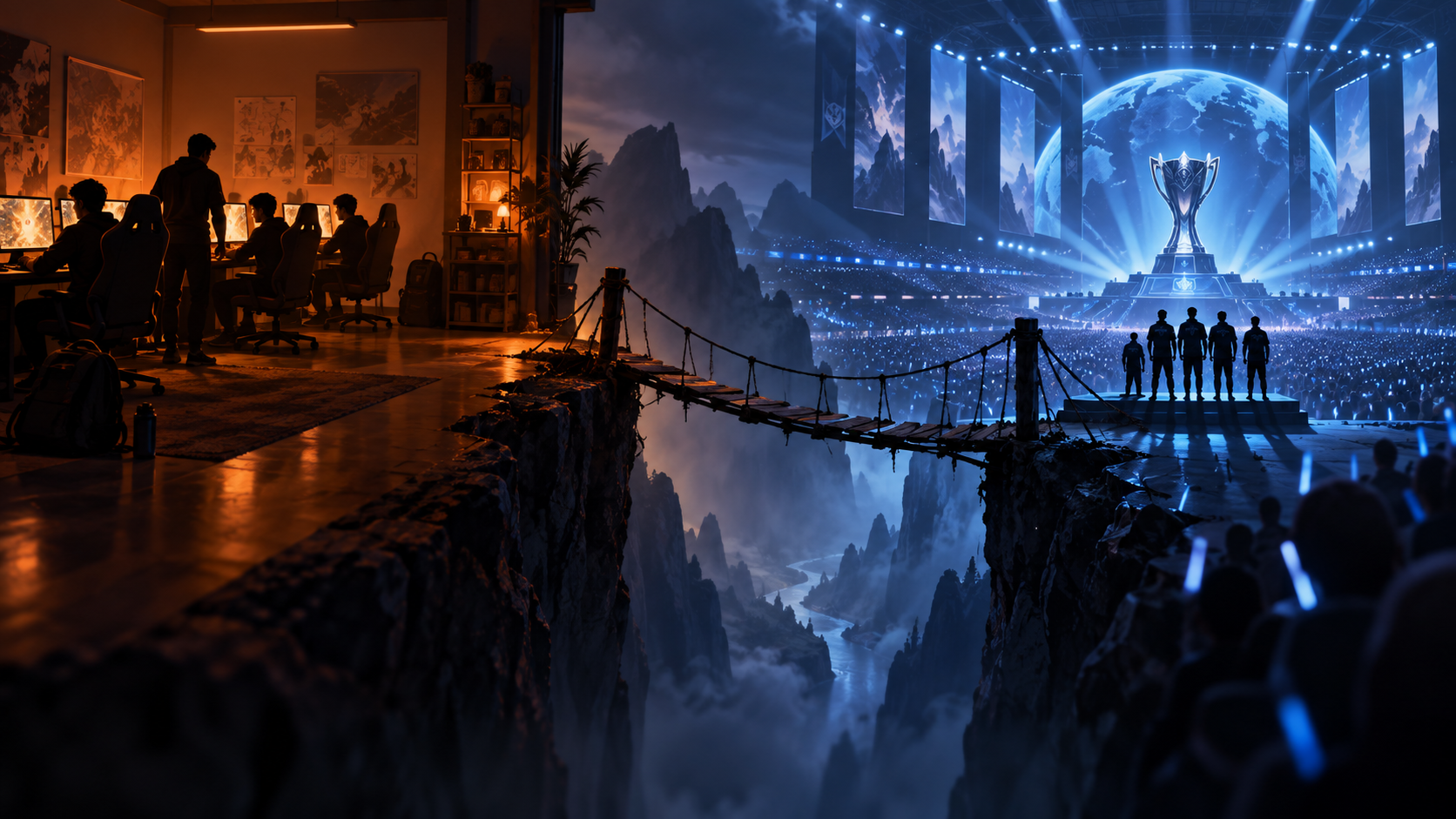 Conceptual illustration separating private practice results from a world championship stage