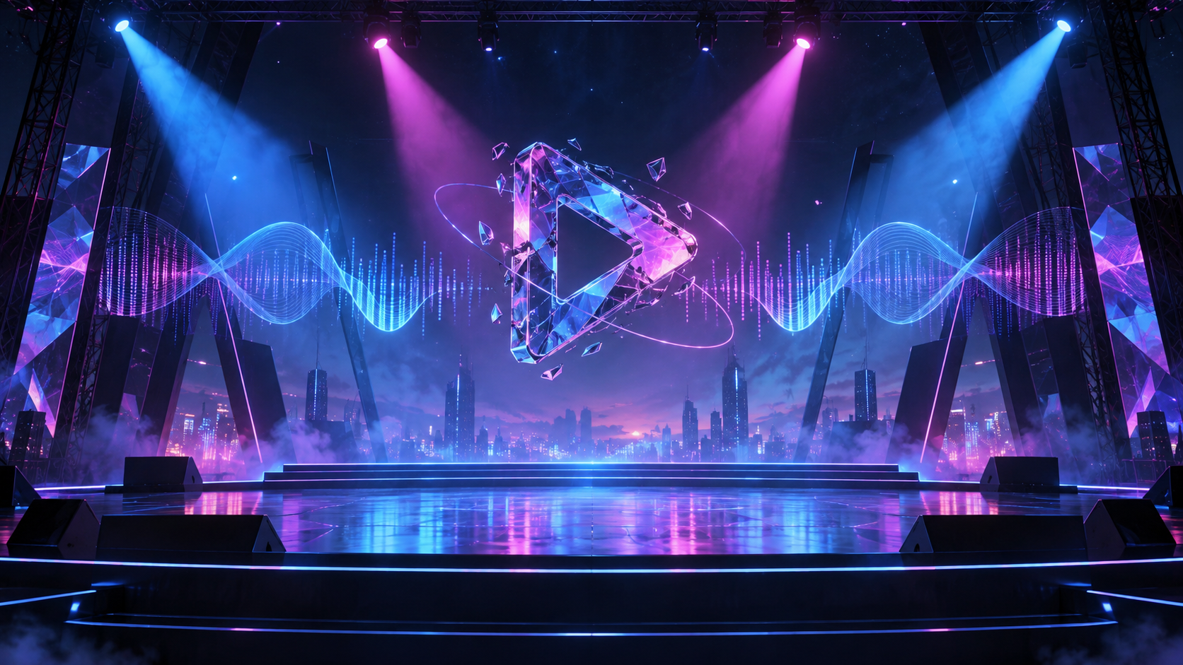 Conceptual illustration of the empty stage and music video for a new single