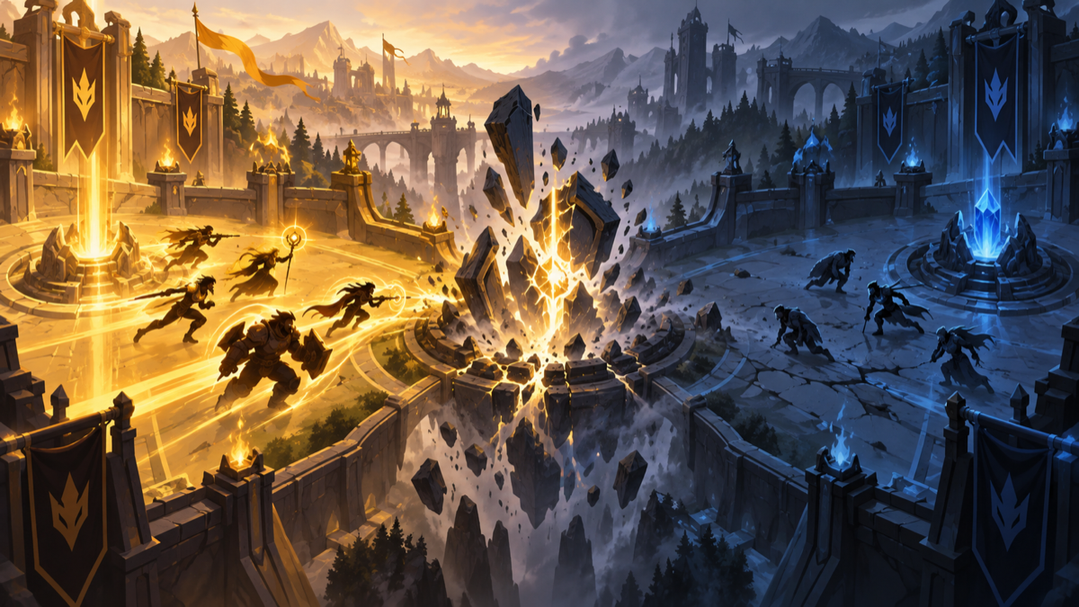 Conceptual illustration of a large gold advantage closing an EMEA Masters Swiss game