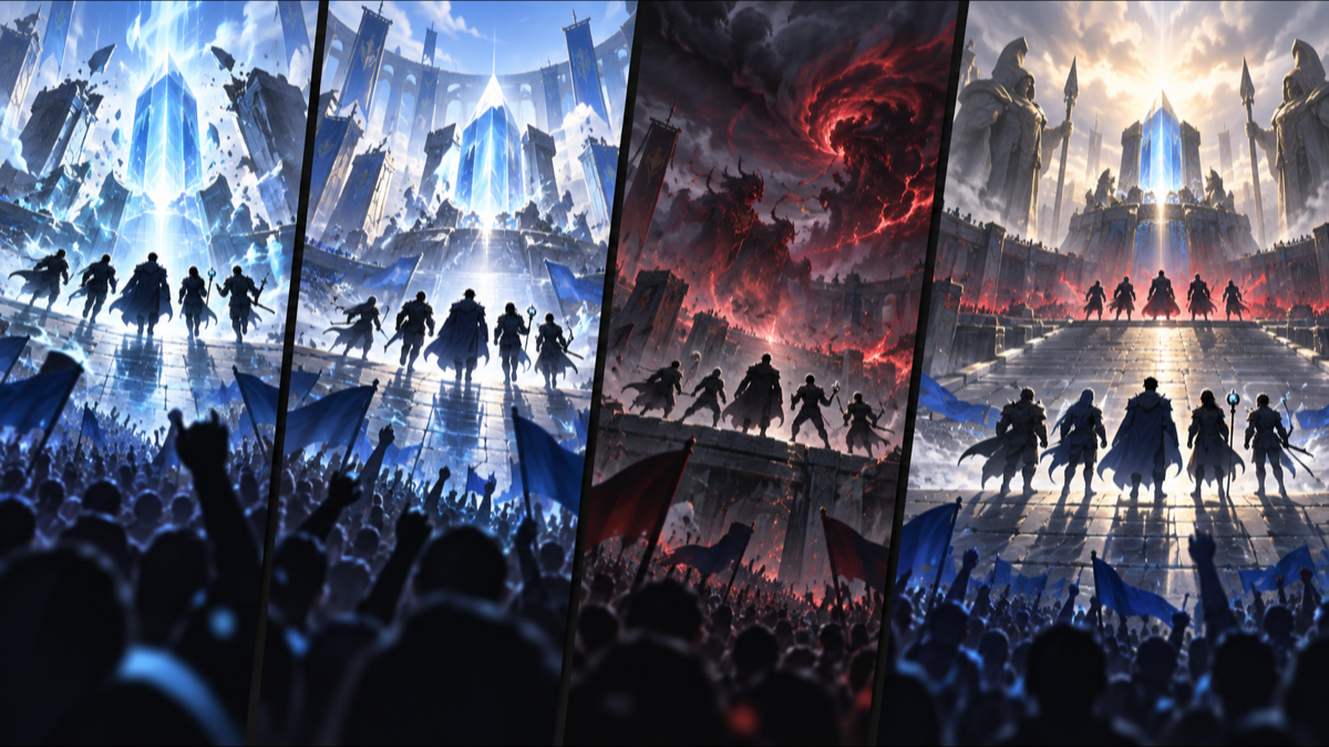 Conceptual illustration of a four-game League series changing momentum