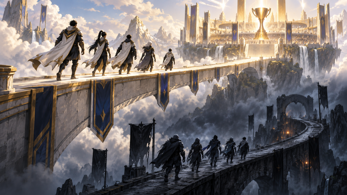 Conceptual illustration of Team Liquid advancing directly to the LCS grand final