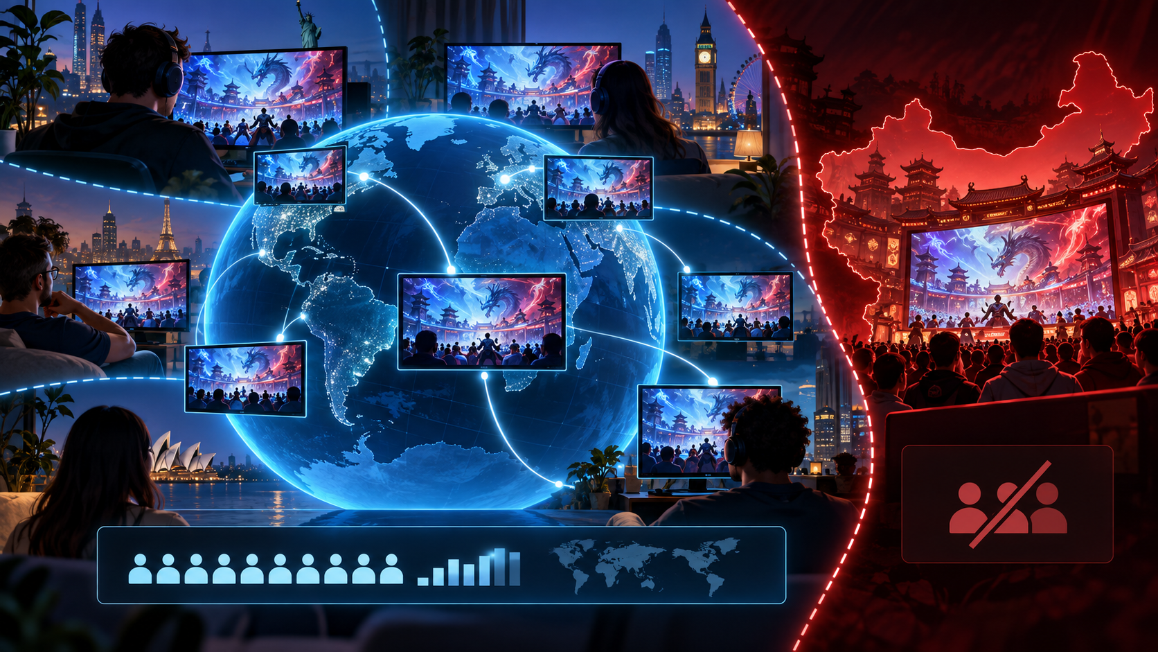 Conceptual illustration of international streams measured outside Chinese platforms