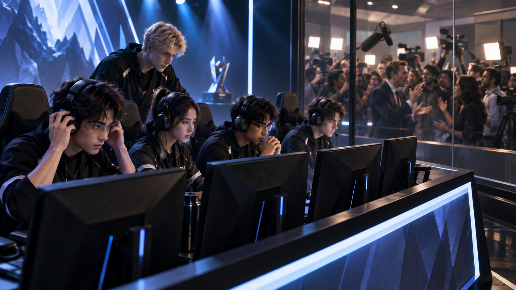 Conceptual illustration separating an esports roster from an organizational media dispute