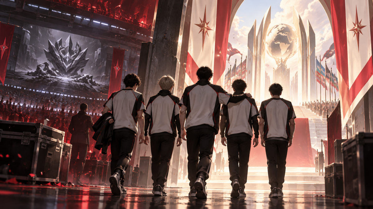 Conceptual illustration of T1 Academy advancing into the WSCI semifinals