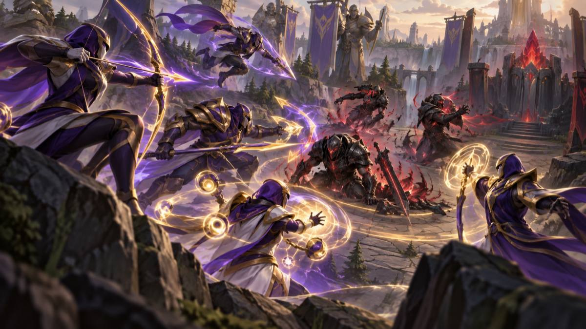 Conceptual illustration of an underdog team building an eighteen-to-four combat advantage