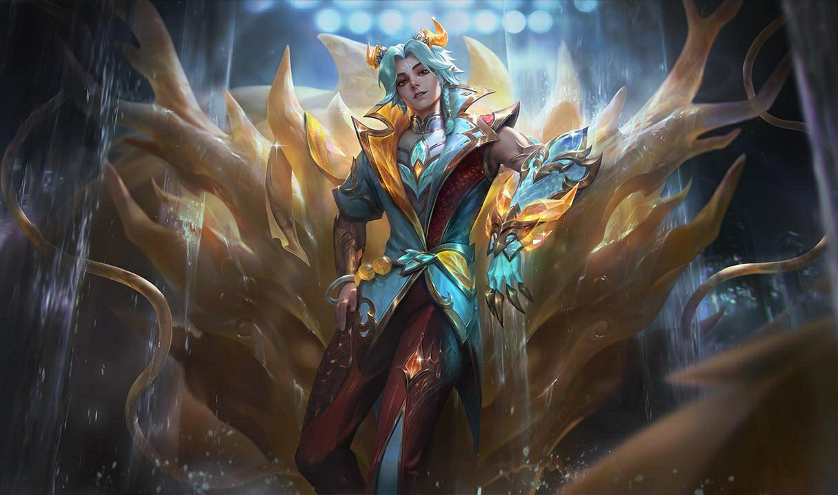 Prestige Heavenscale Ezreal splash art
