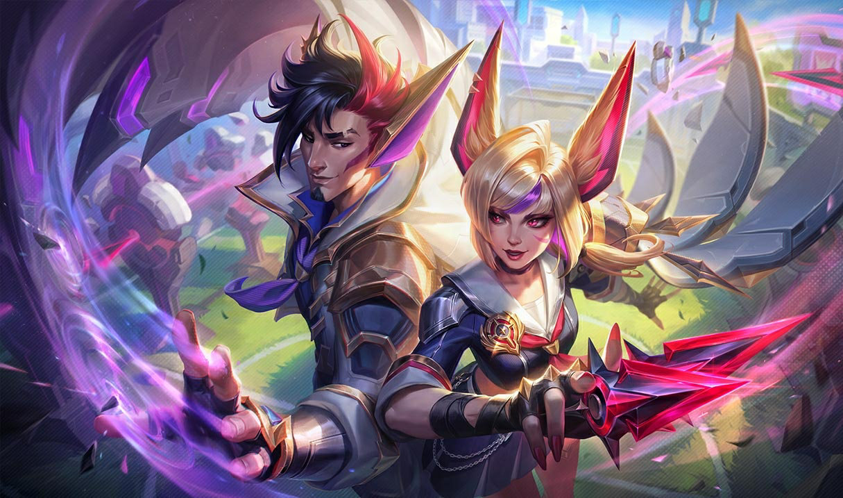 Battle Academia Xayah splash art